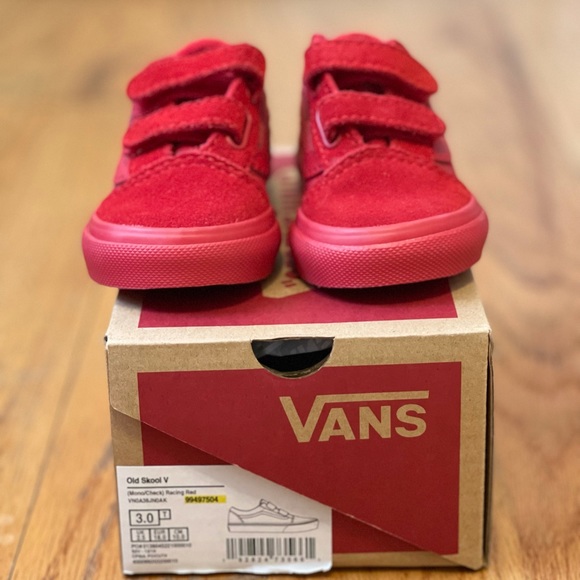 Racing Red Toddler Vans size 3.0 - Picture 2 of 8